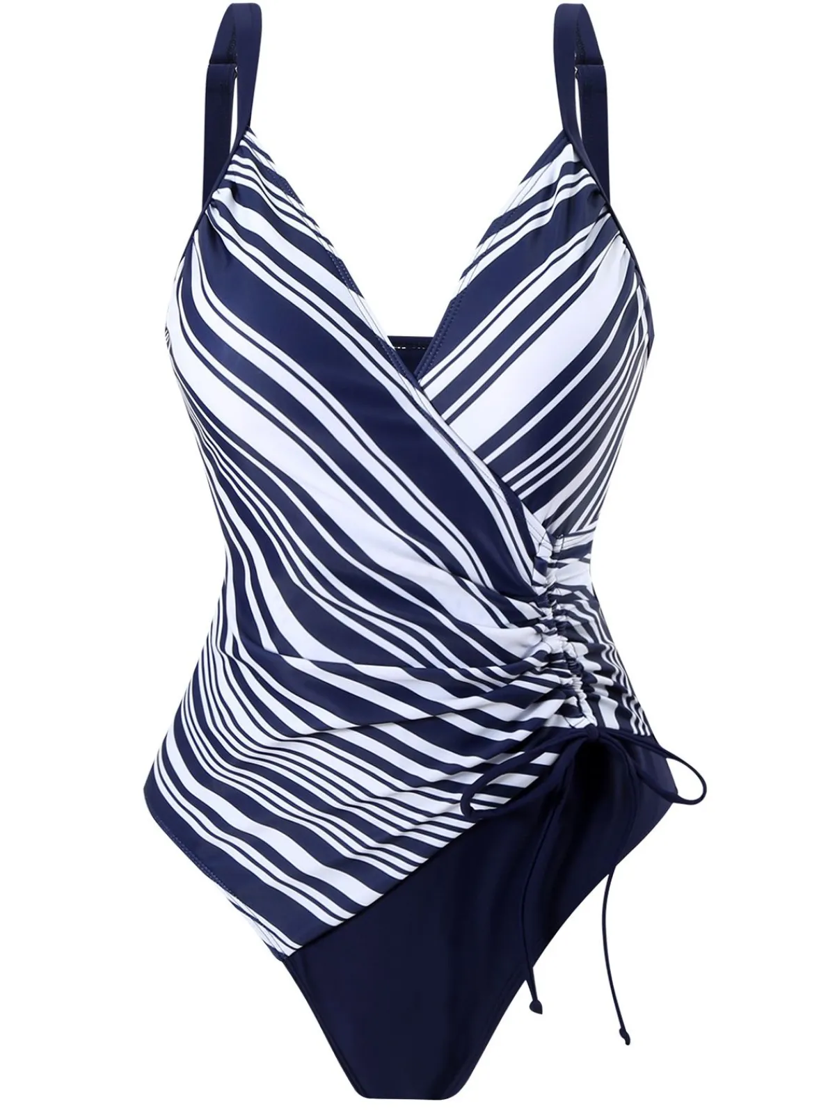 New Retro Stage 1960s Side-Laced V-Neck One-Piece Swimsuit
