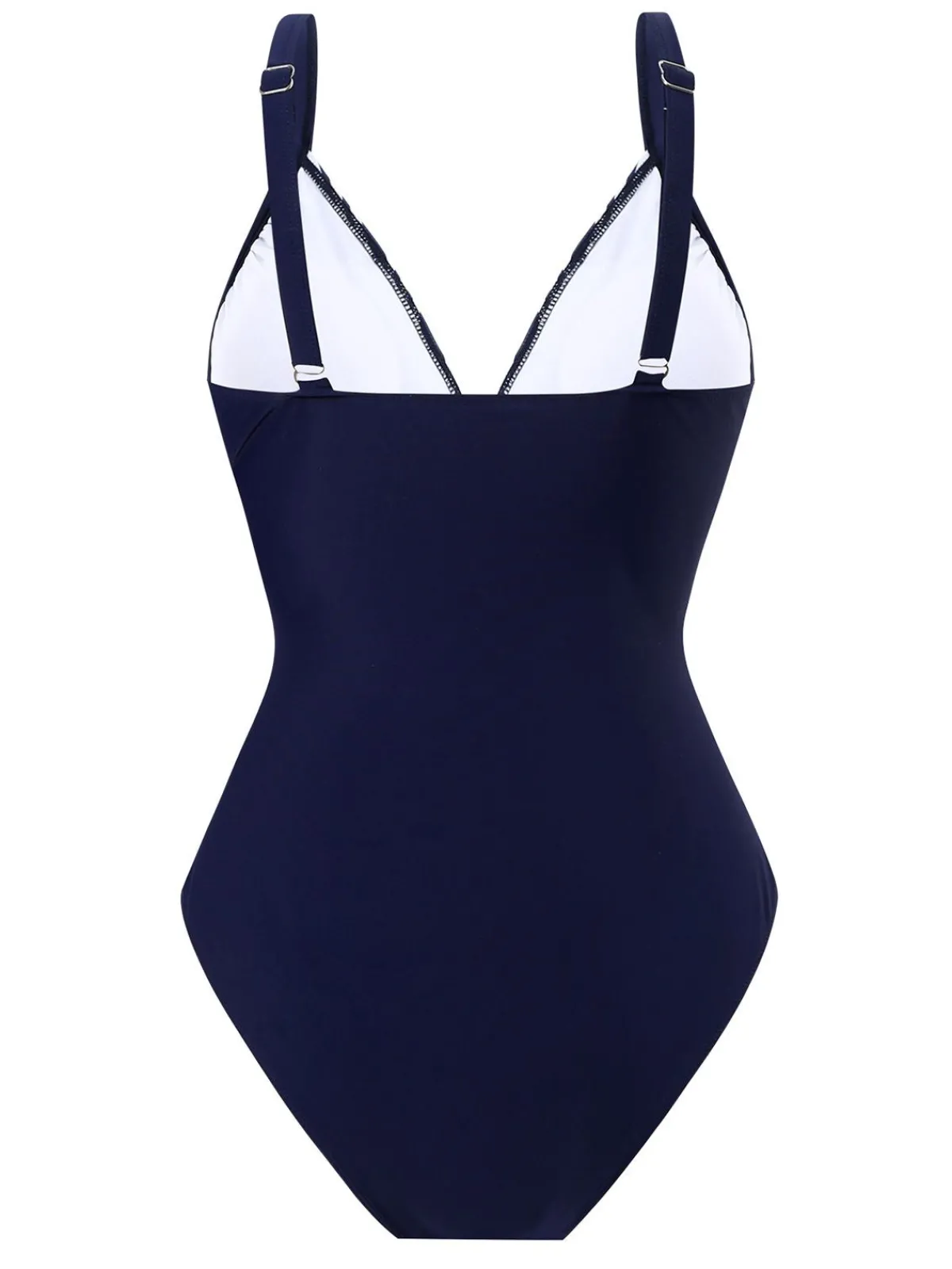 New Retro Stage 1960s Side-Laced V-Neck One-Piece Swimsuit