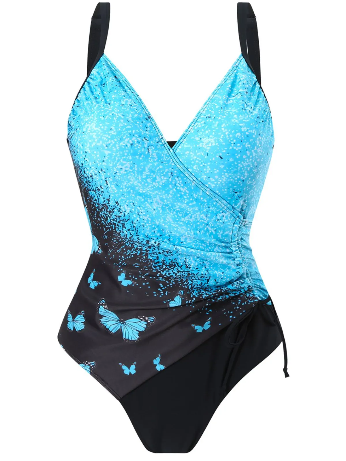 New Retro Stage 1960s Side-Laced V-Neck One-Piece Swimsuit