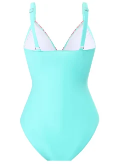 New Retro Stage 1960s Side-Laced V-Neck One-Piece Swimsuit