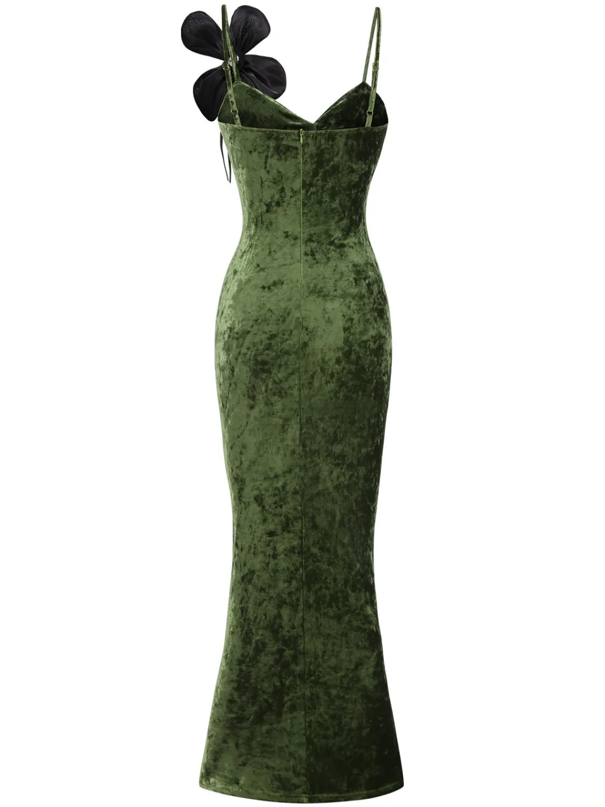 New Retro Stage 1930s Slit Spaghetti Straps Velvet Dress