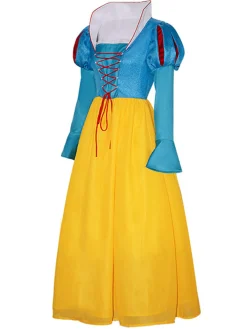 Fashion Retro Stage 1940s Snow White Style Mesh Patchwork Dress Yellow