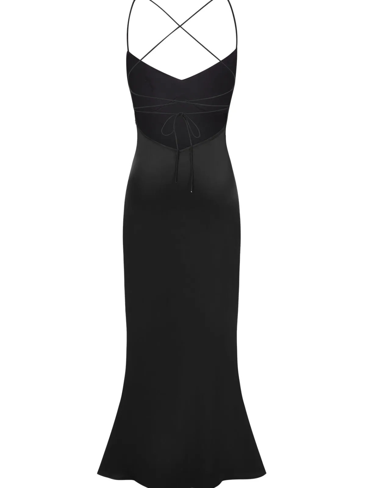 Fashion Retro Stage 1930s Solid Back Cross Straps Mermaid Dress
