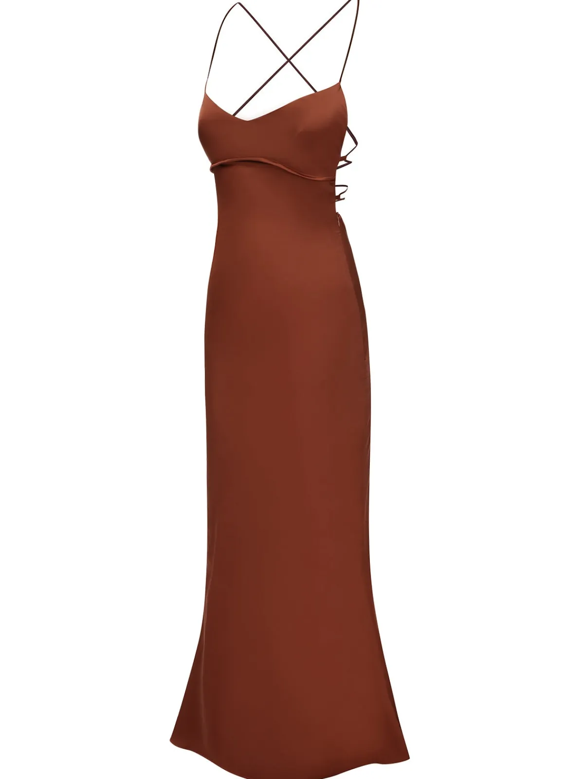 Fashion Retro Stage 1930s Solid Back Cross Straps Mermaid Dress