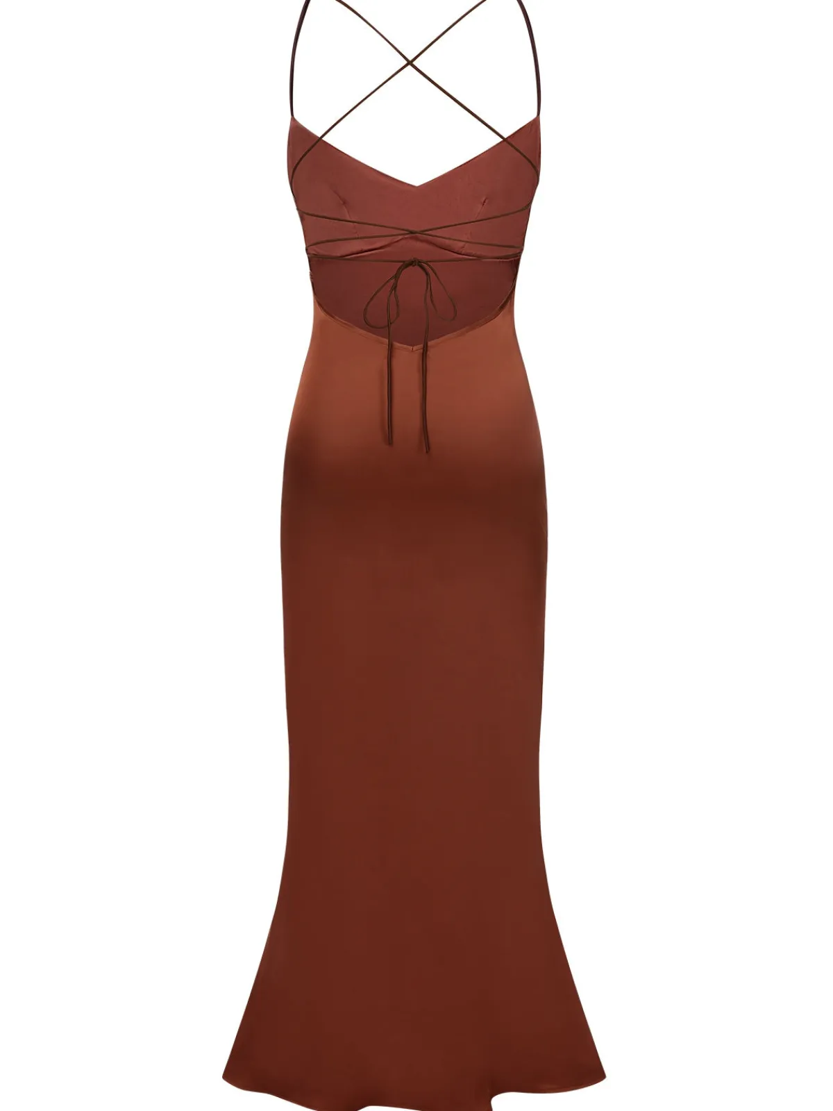 Fashion Retro Stage 1930s Solid Back Cross Straps Mermaid Dress