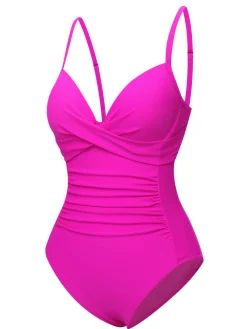 Sale Retro Stage 1940s Solid Bandage One-Piece Swimsuit