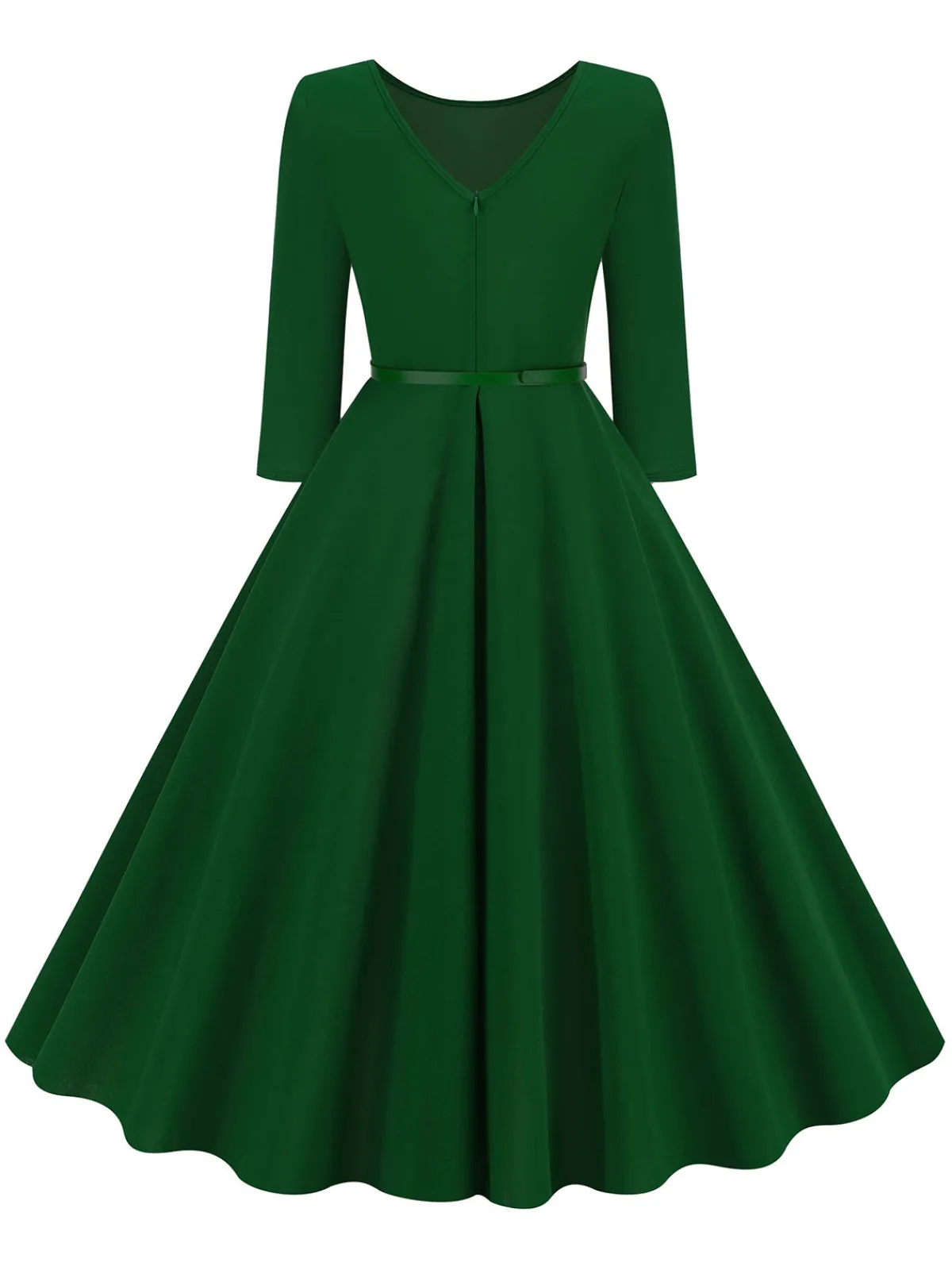 Online Retro Stage 1950s Solid Belted Swing Dress