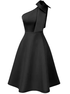 New Retro Stage 1950s Solid Big Bow One-Shoulder Dress