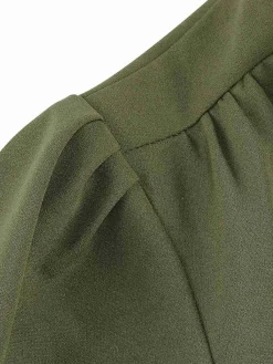 Fashion Retro Stage 1950s Solid Bow Collar Buttoned Swing Dress