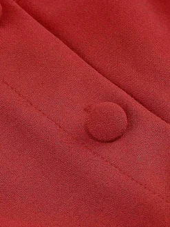 Fashion Retro Stage 1950s Solid Bow Collar Buttoned Swing Dress