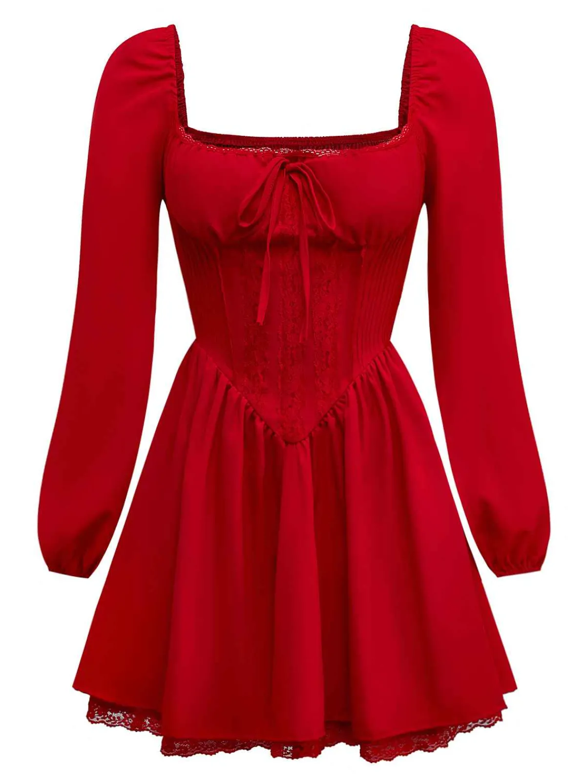Sale Retro Stage 1950s Solid Bow Tie Lace Gothic Dress