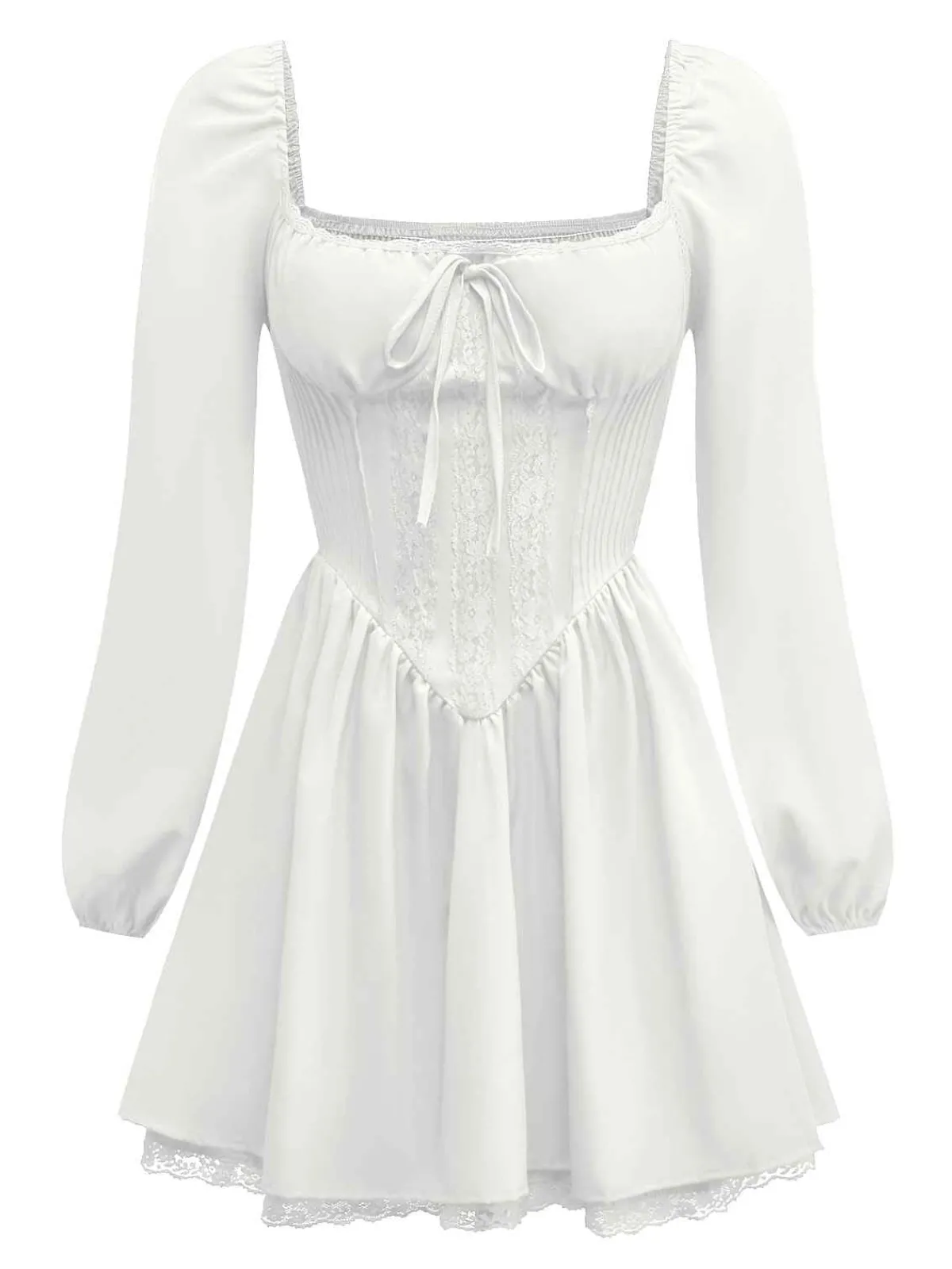 Sale Retro Stage 1950s Solid Bow Tie Lace Gothic Dress