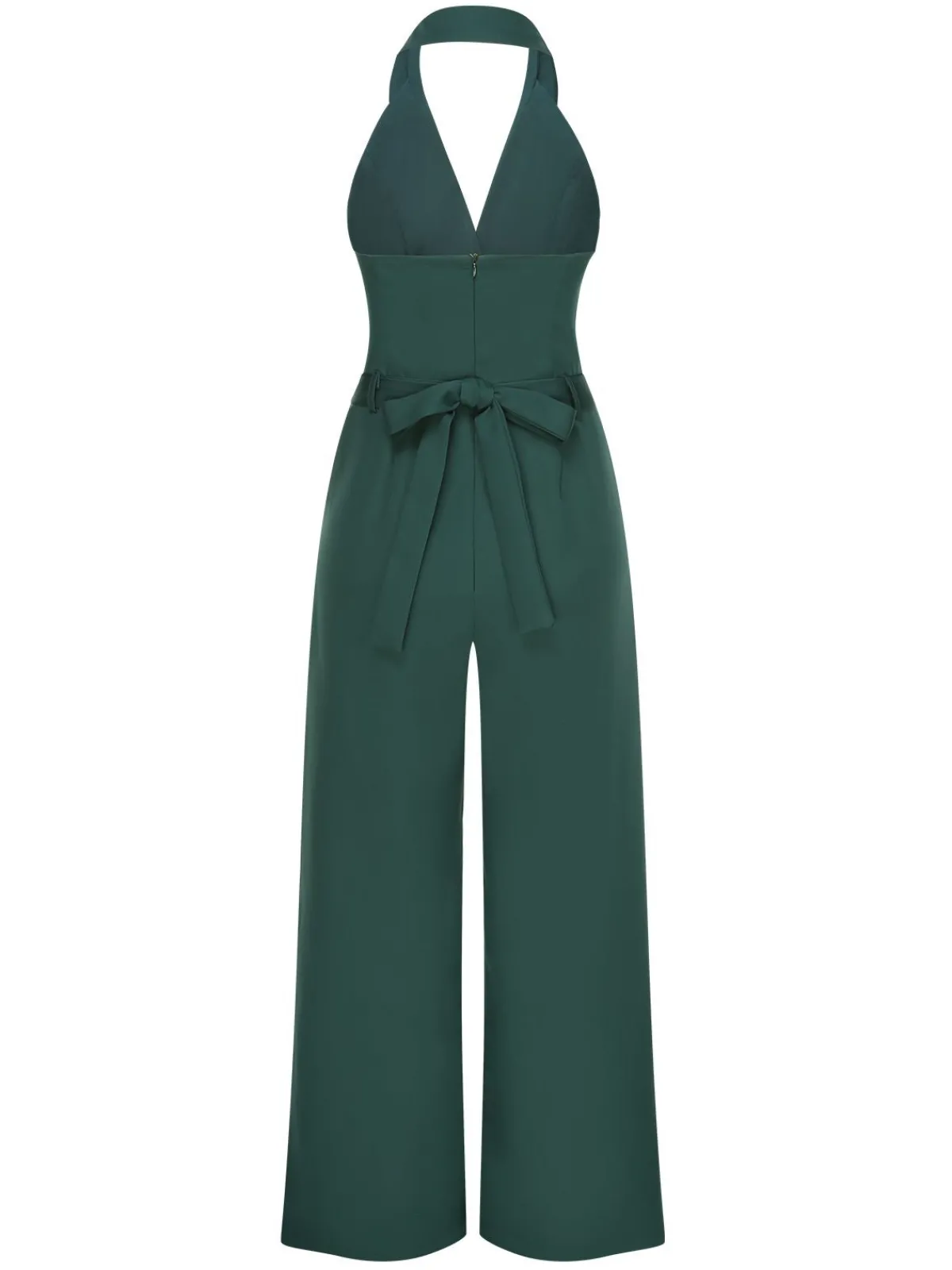 Best Retro Stage 1930s Solid Button Halter Lapel Jumpsuit