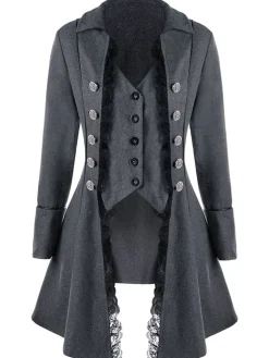 Hot Retro Stage 1950s Solid Button Lace Coat
