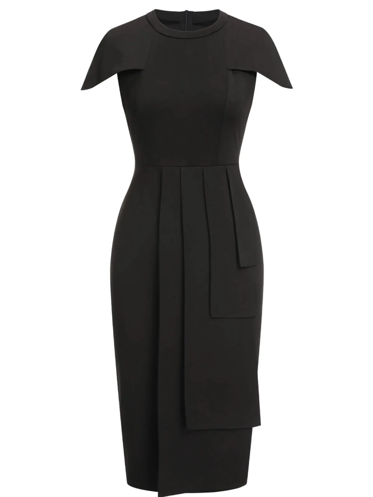 Discount Retro Stage 1960s Solid Cap Sleeved Pencil Dress