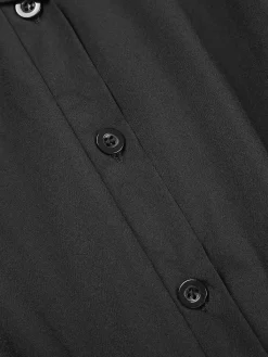 Discount Retro Stage 1940s Solid Cap Sleeves Buttoned Shirt Dress