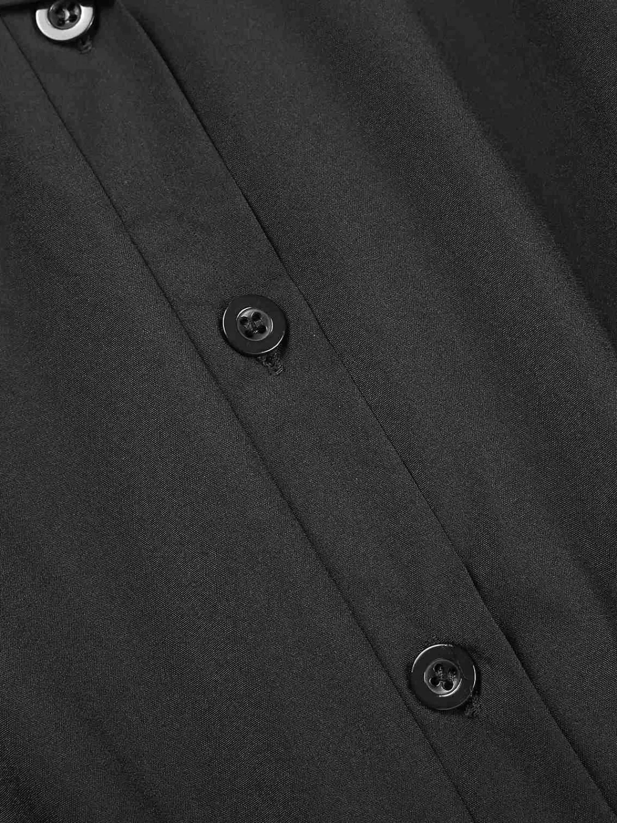 Discount Retro Stage 1940s Solid Cap Sleeves Buttoned Shirt Dress