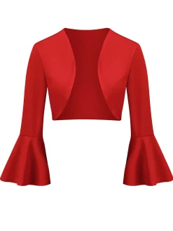 Fashion Retro Stage 1950s Solid Christmas Trumpet Sleeved Jacket