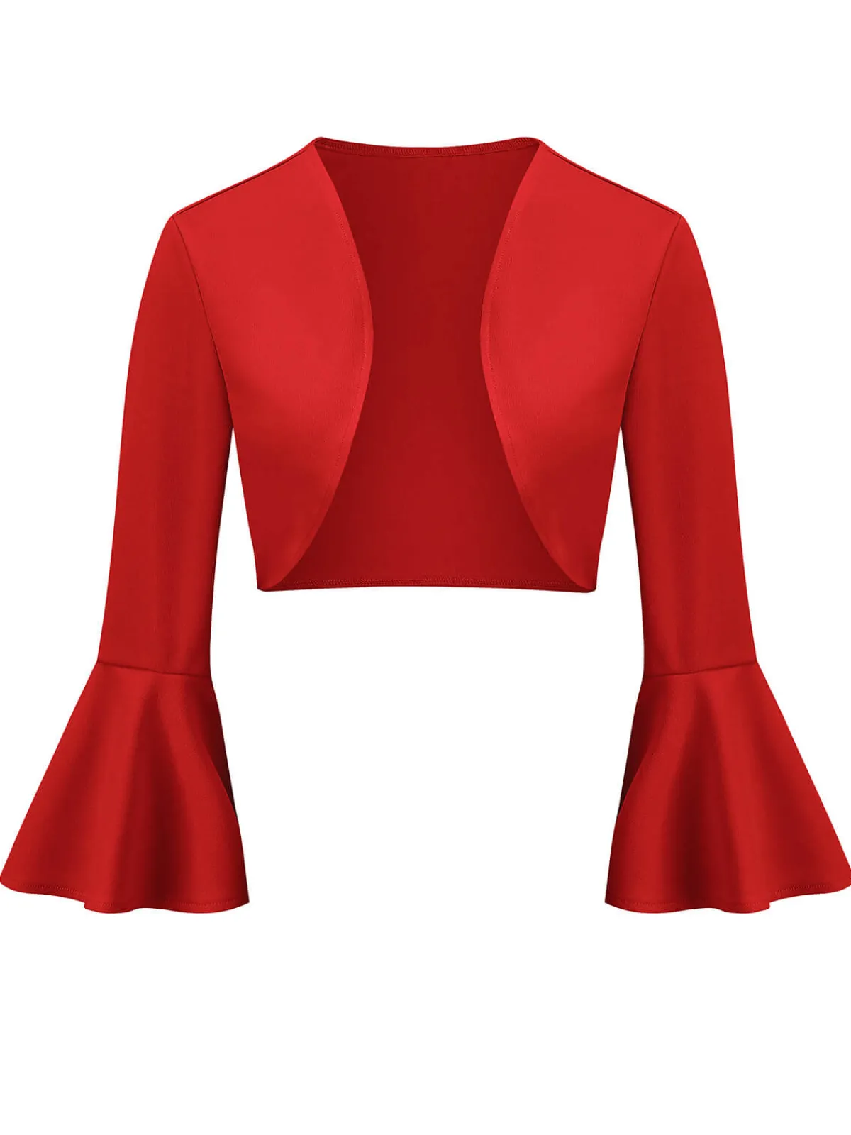 Fashion Retro Stage 1950s Solid Christmas Trumpet Sleeved Jacket
