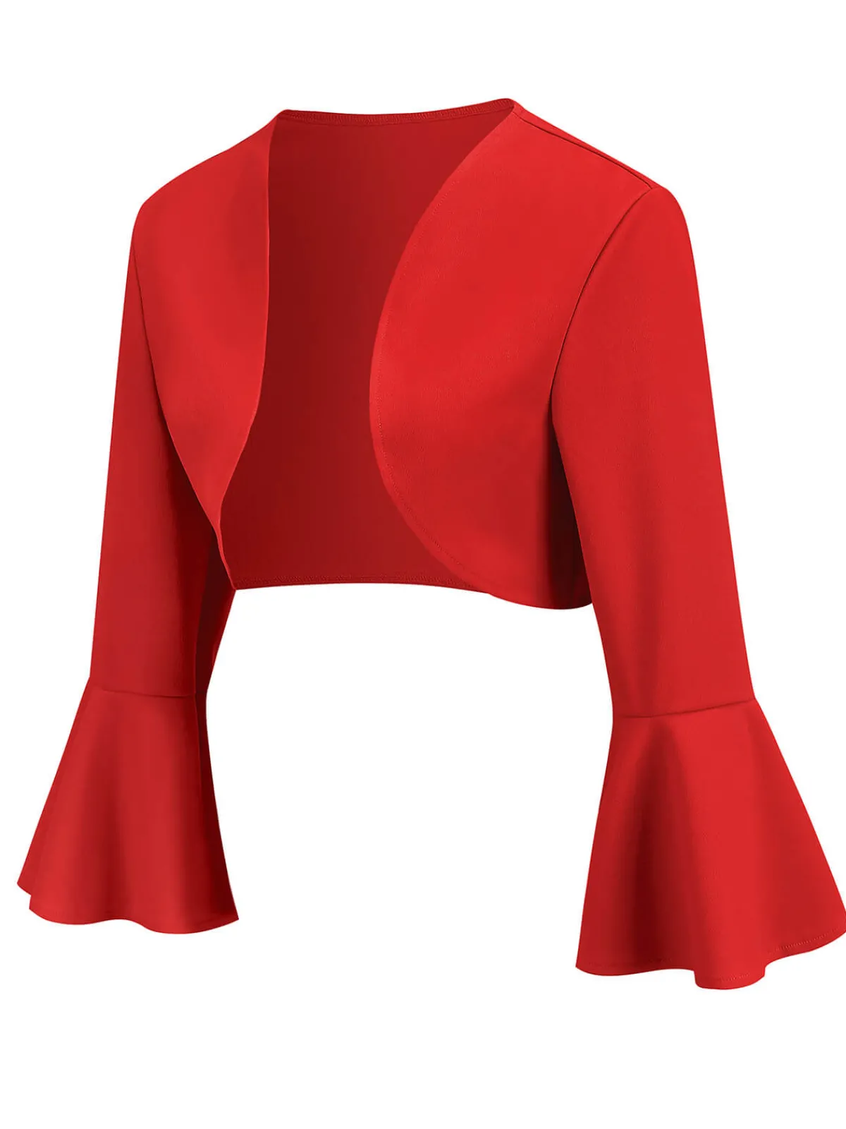 Fashion Retro Stage 1950s Solid Christmas Trumpet Sleeved Jacket