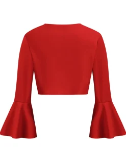Fashion Retro Stage 1950s Solid Christmas Trumpet Sleeved Jacket