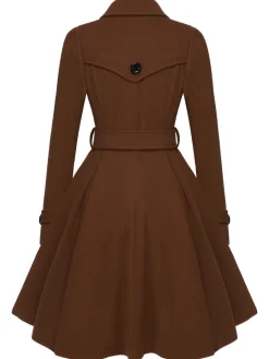 Fashion Retro Stage 1950s Solid Color Lapel Slim Coat