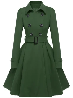 Online Retro Stage 1950s Solid Color Lapel Slim Coat