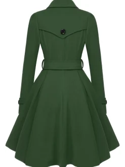 Online Retro Stage 1950s Solid Color Lapel Slim Coat