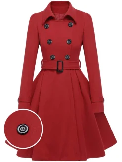 New Retro Stage 1950s Solid Color Lapel Slim Coat
