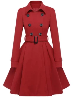 New Retro Stage 1950s Solid Color Lapel Slim Coat