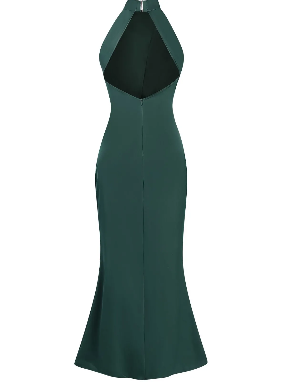 New Retro Stage 1930s Solid Cross Neck Halter Fishtail Dress