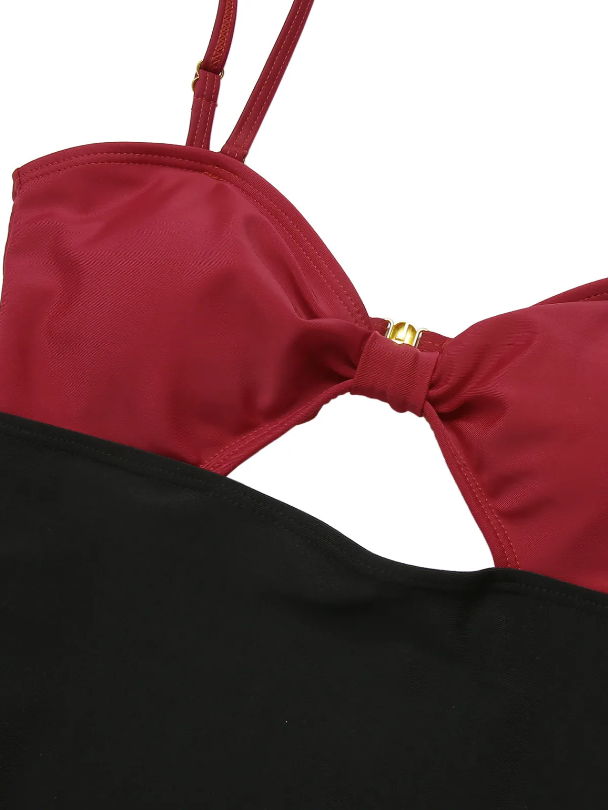 Sale Retro Stage 1950s Solid Cutout Halter Strap Swimsuit