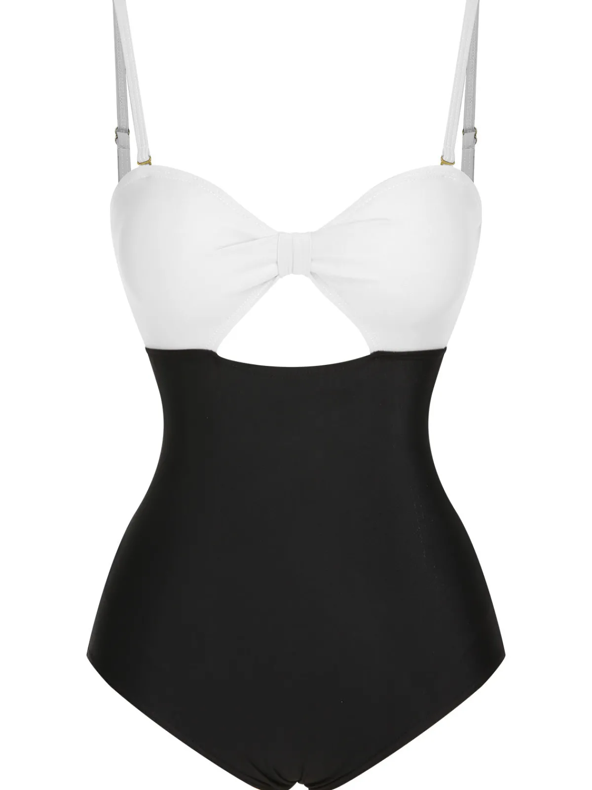 Sale Retro Stage 1950s Solid Cutout Halter Strap Swimsuit