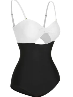 Sale Retro Stage 1950s Solid Cutout Halter Strap Swimsuit