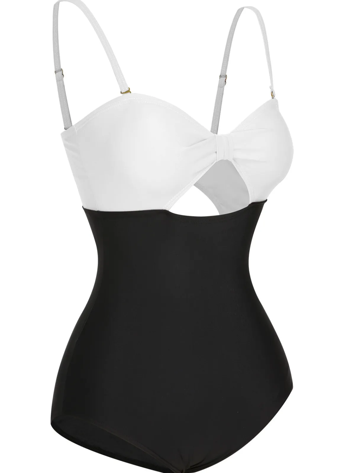 Sale Retro Stage 1950s Solid Cutout Halter Strap Swimsuit