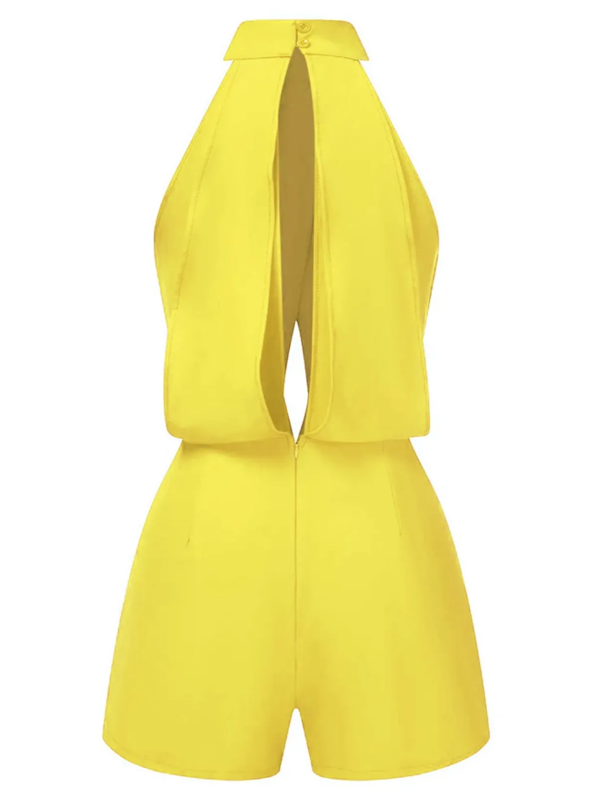 Outlet Retro Stage 1930s Solid Cutout Stand Collar Halter Romper