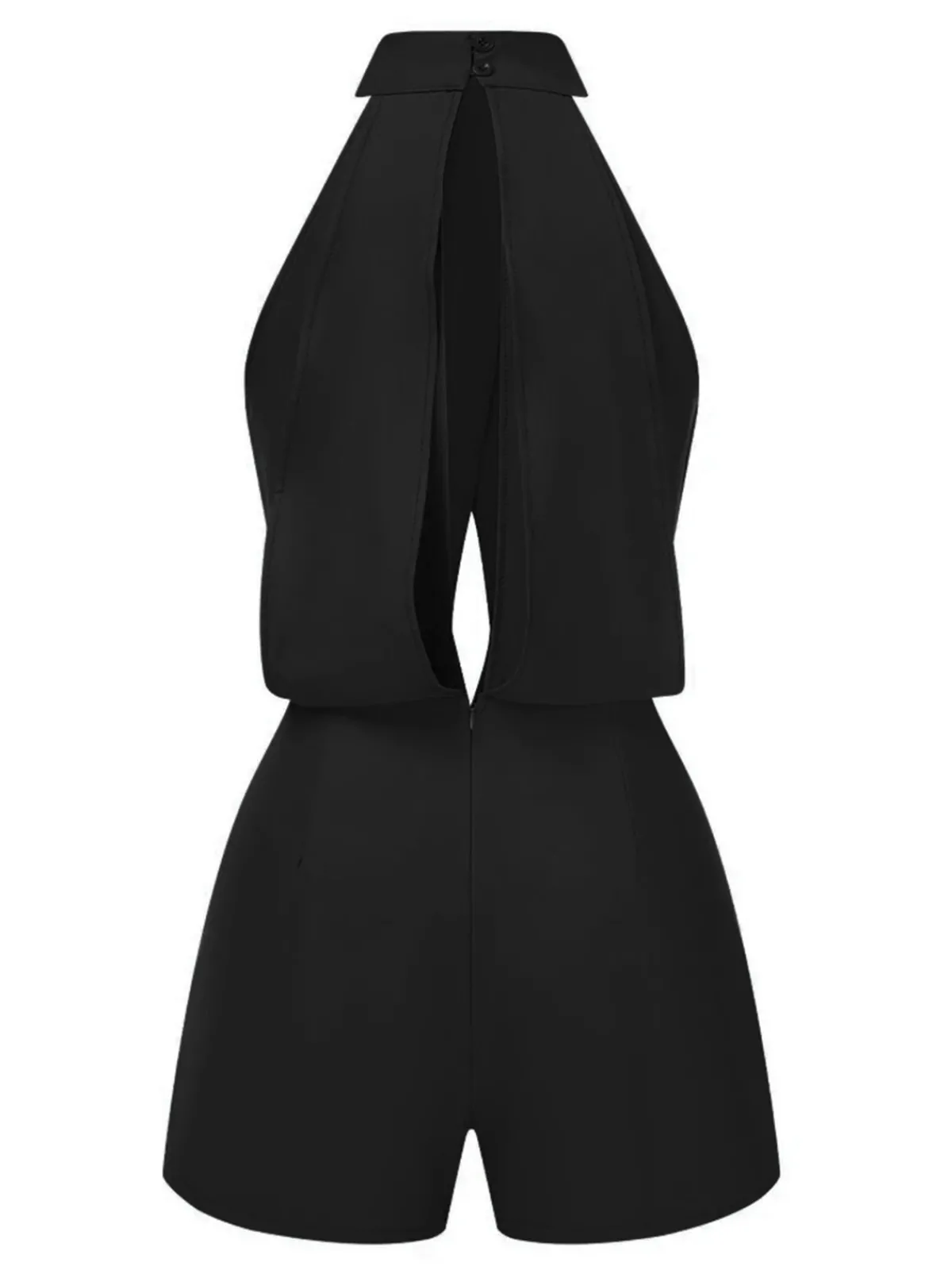 Outlet Retro Stage 1930s Solid Cutout Stand Collar Halter Romper