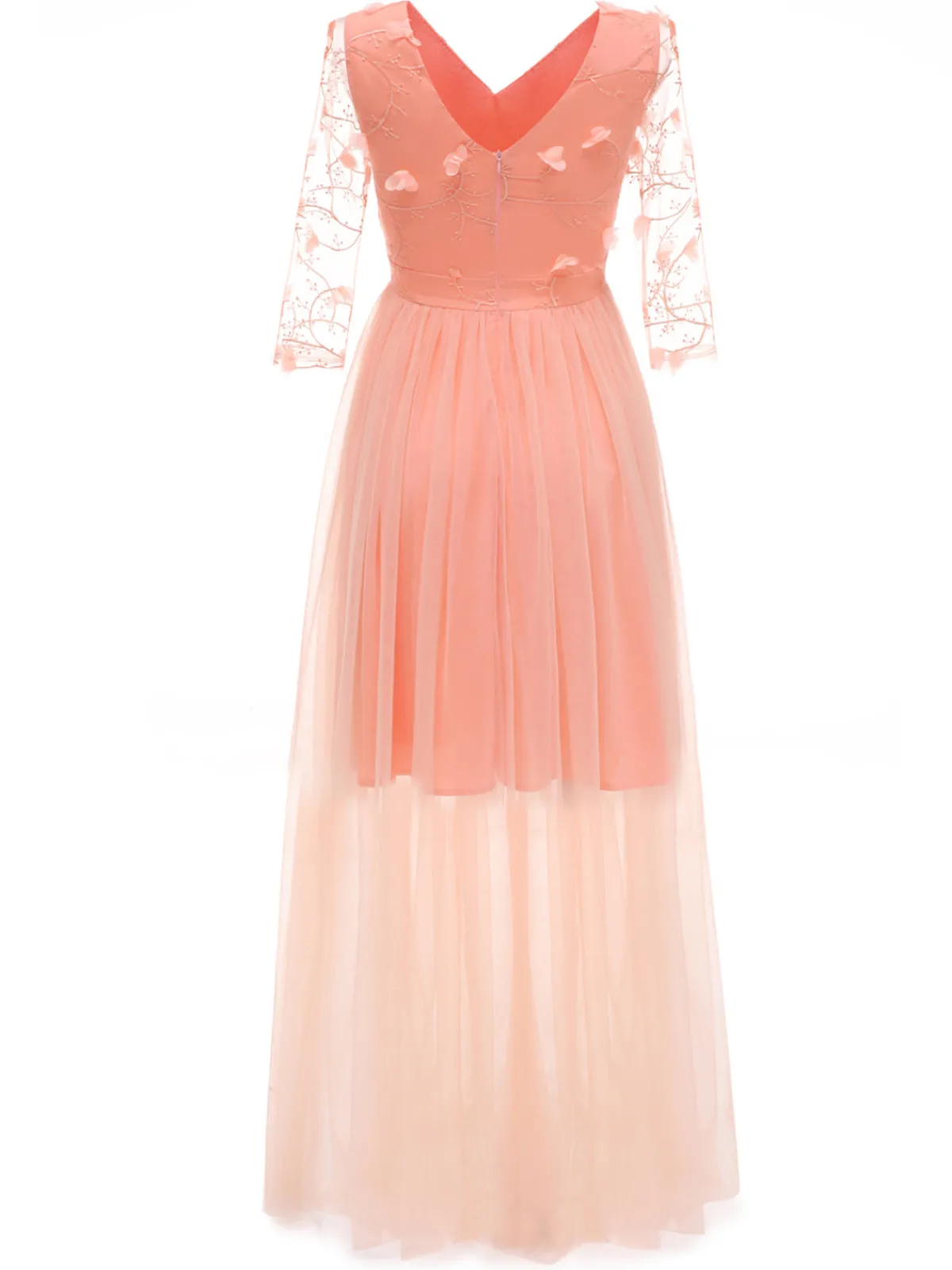 Clearance Retro Stage 1940s Solid 3D Flowers Banquet Evening Dress