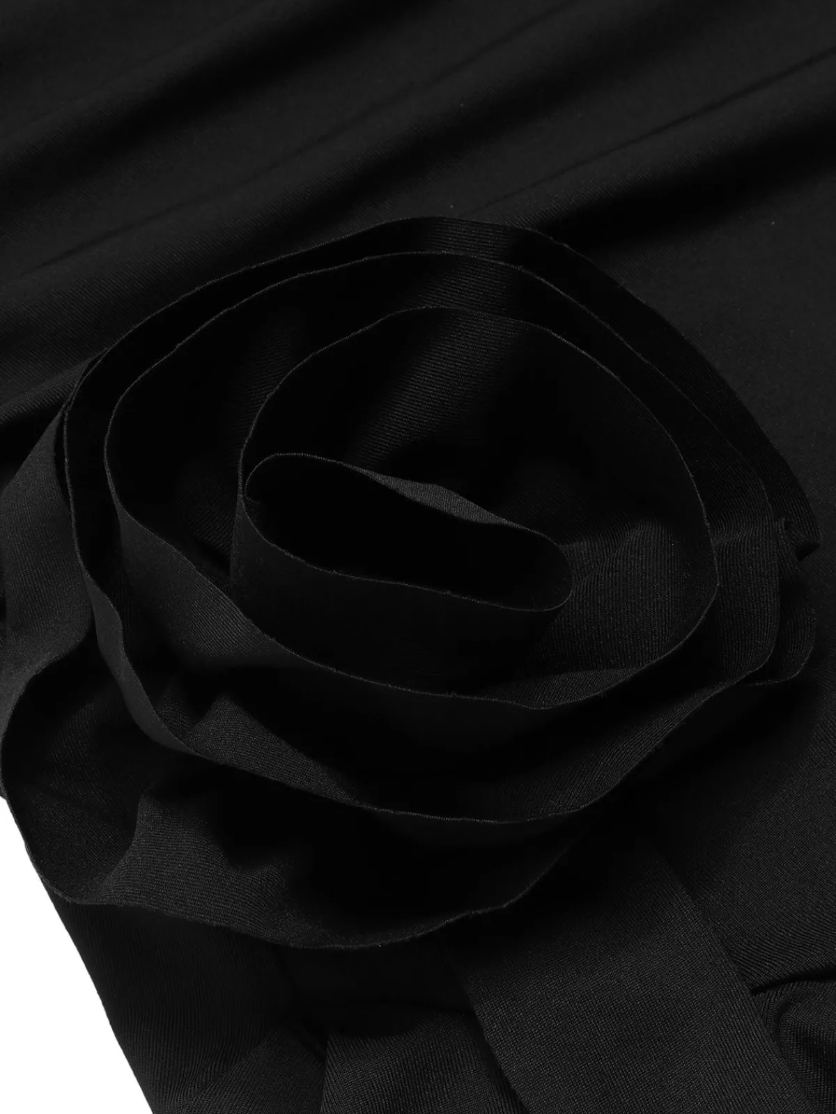 Fashion Retro Stage 1970s Solid 3D Rose Ruffle High Low Hem Dress