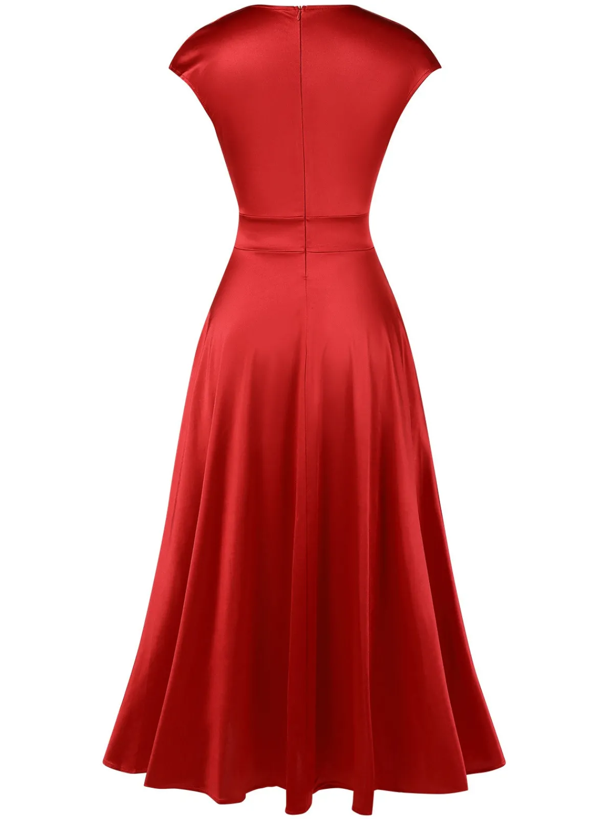 Best Retro Stage 1930s Solid Deep V-Neck Satin Dress
