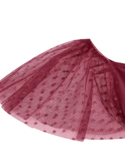 New Retro Stage 1950s Solid Dots Mesh Sleeve V-Neck Dress