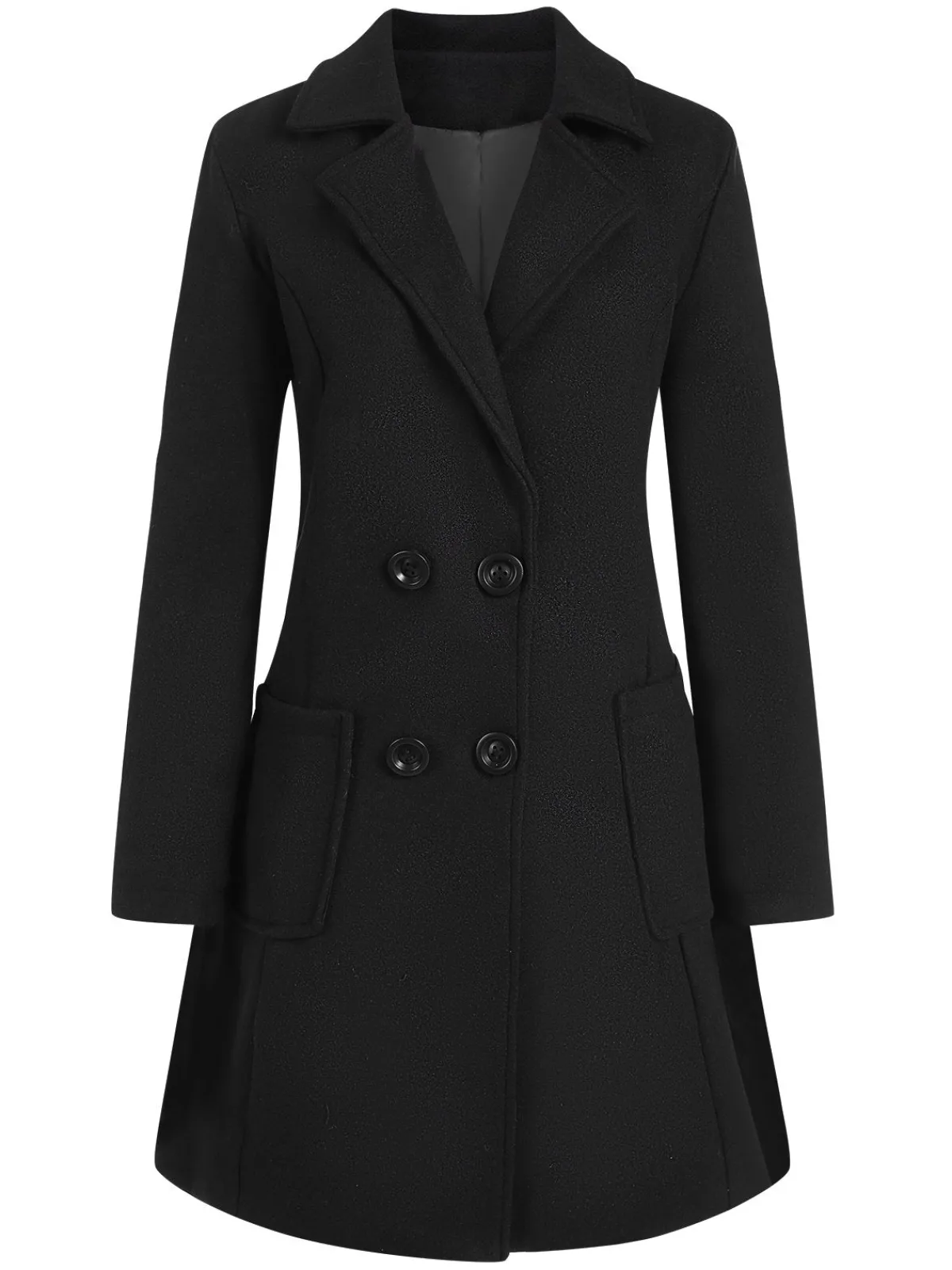 Clearance Retro Stage 1950s Solid Double Breasted Lapel Skater Coat