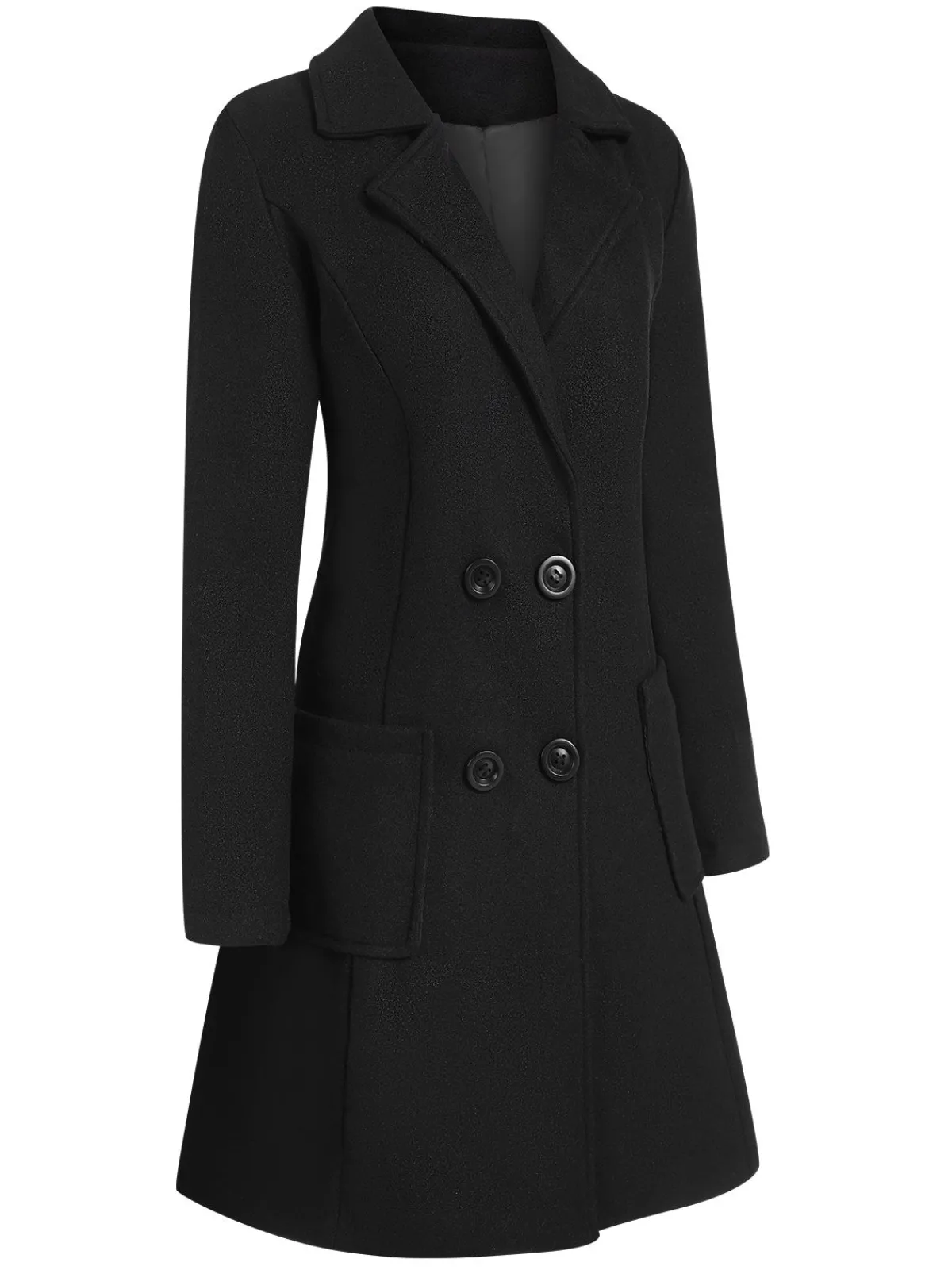 Clearance Retro Stage 1950s Solid Double Breasted Lapel Skater Coat