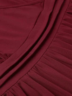 Online Retro Stage 1940s Solid Double Sleeves V-Neck Dress