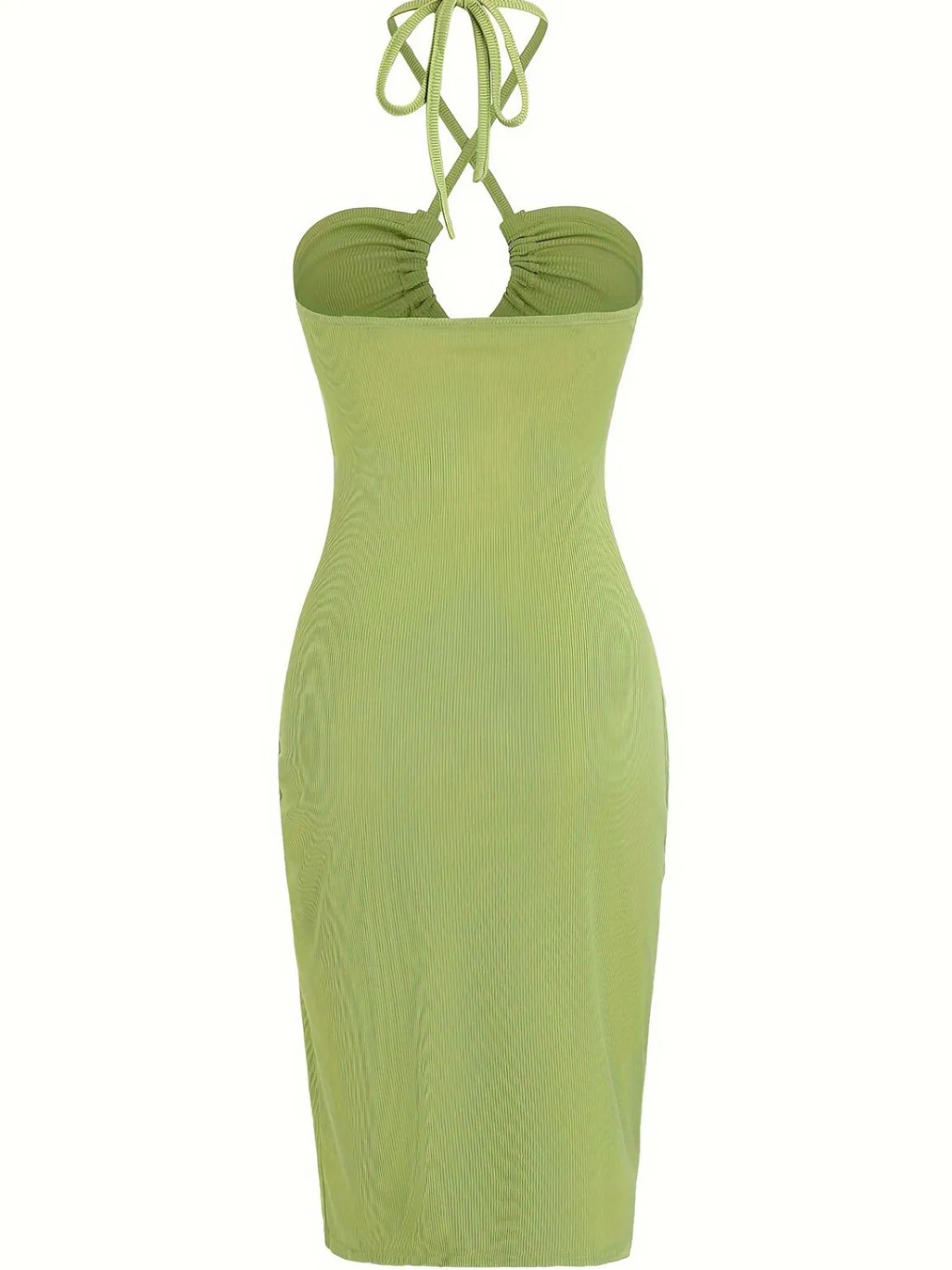 Fashion Retro Stage 1960s Solid Drawstring Cut-Out Bodycon Dress
