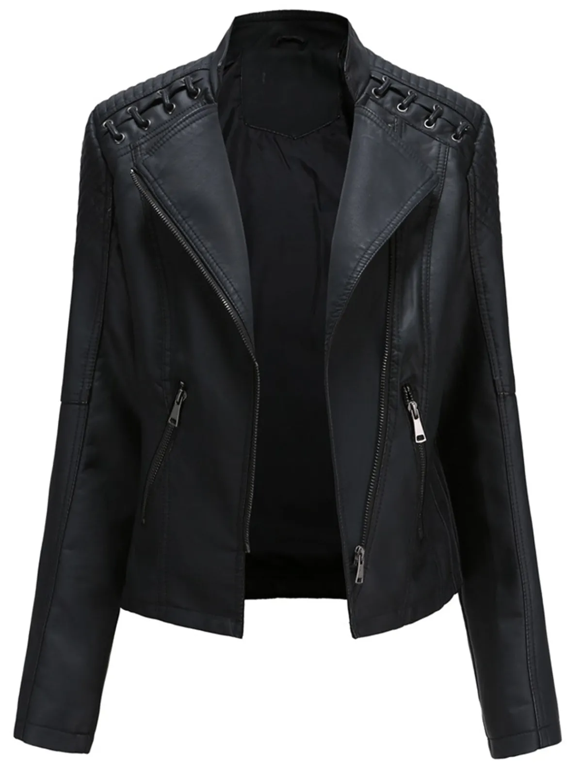 New Retro Stage 1960s Solid Faux Leather Motorcycle Jacket