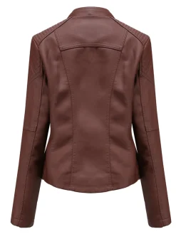 New Retro Stage 1960s Solid Faux Leather Motorcycle Jacket