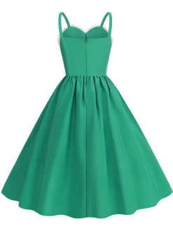 Clearance Retro Stage 1950s Solid Fur Collar Christmas Dress