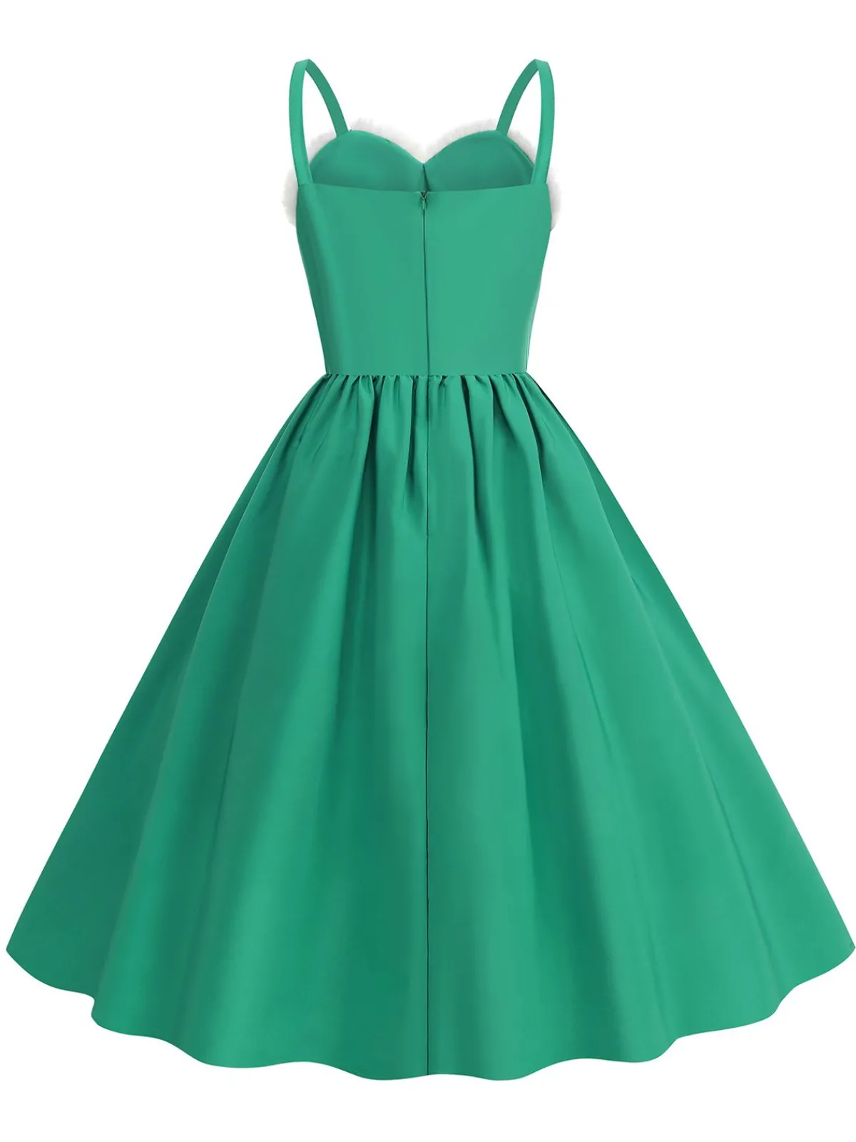 Clearance Retro Stage 1950s Solid Fur Collar Christmas Dress