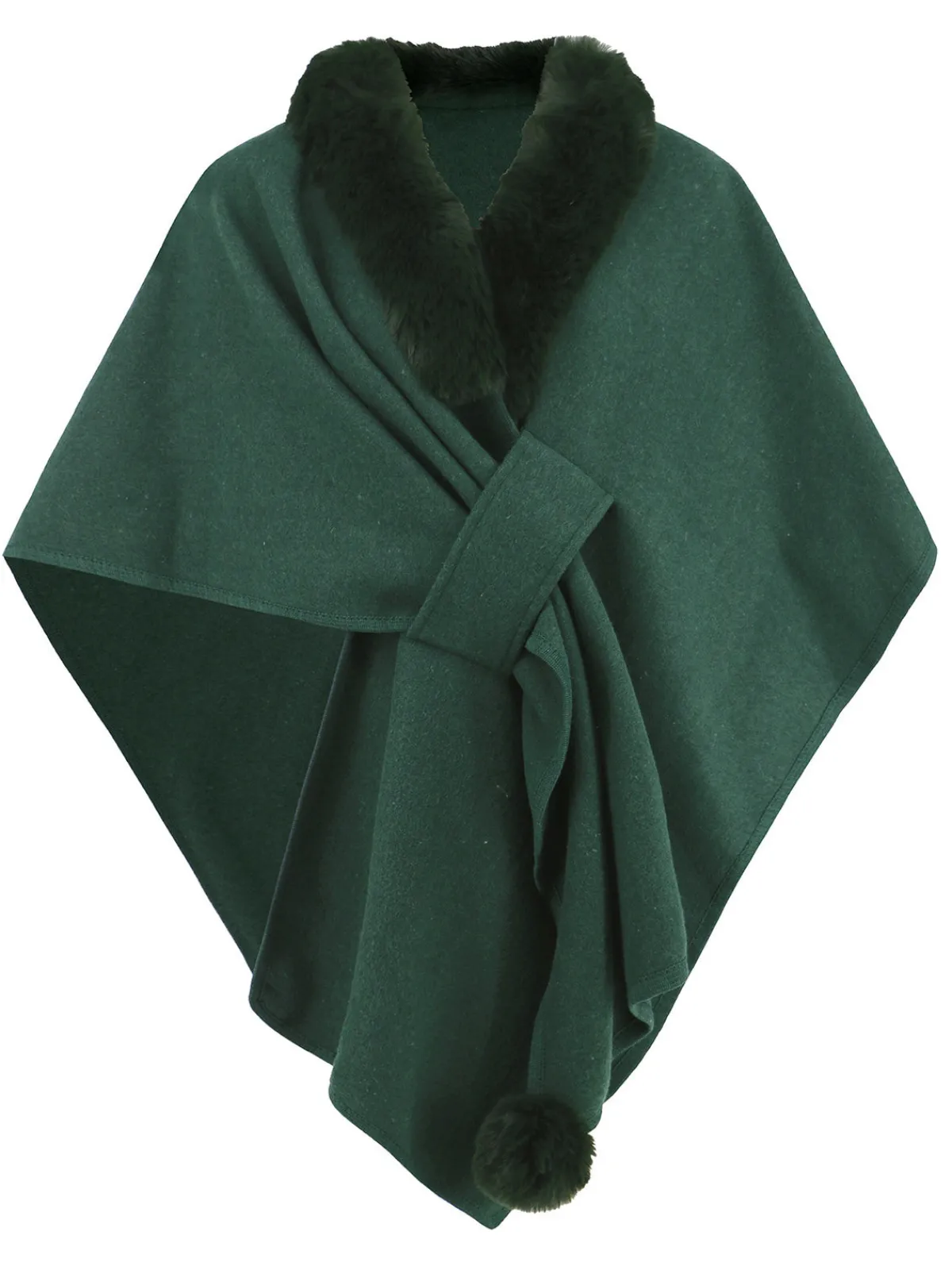Online Retro Stage 1950s Solid Furry Batwing Coat